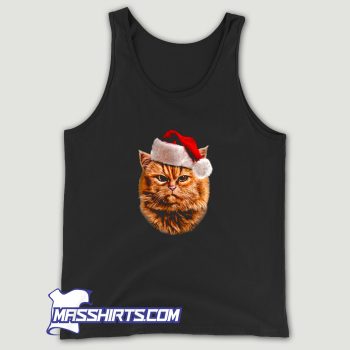 Disgruntle Orange Tabby Cat In Santa Tank Top