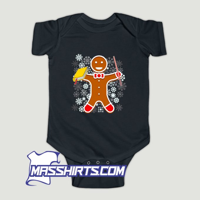 Gingerbread Teacher Christmas Baby Onesie