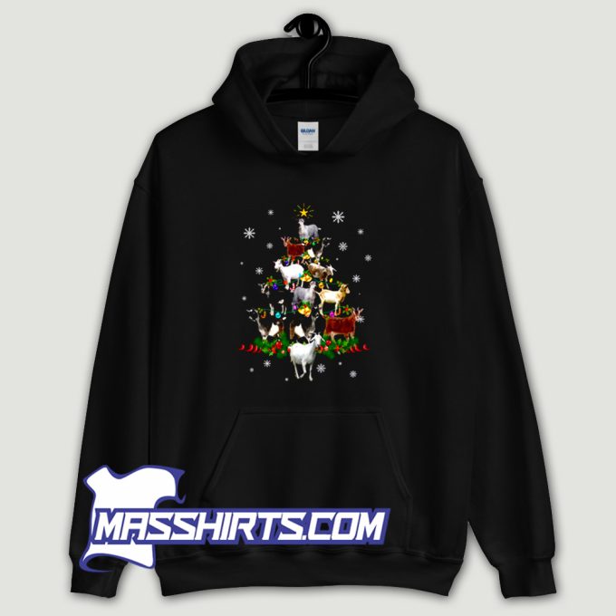 Goat Christmas Tree Lights Hoodie Streetwear