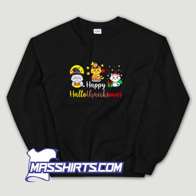 Happy Halloween Christmas Cat Sweatshirt