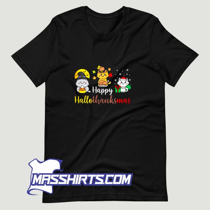 Happy Halloween Christmas Cat T Shirt Design