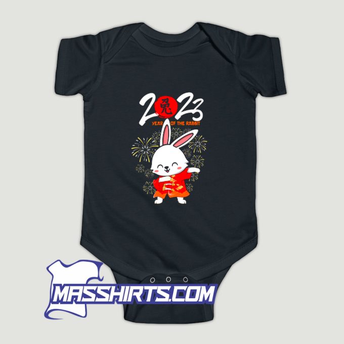 Happy New Year Dabbing Rabbit 2023 Baby Onesie