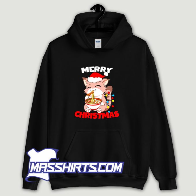 Merry Christmas Anime Kawaii Cat Ramen Hoodie Streetwear