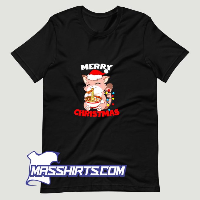 Merry Christmas Anime Kawaii Cat Ramen T Shirt Design