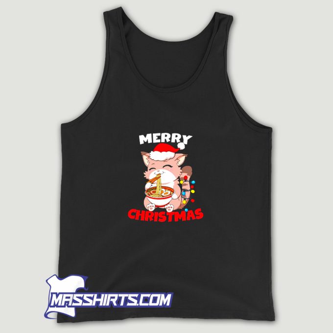 Merry Christmas Anime Kawaii Cat Ramen Tank Top