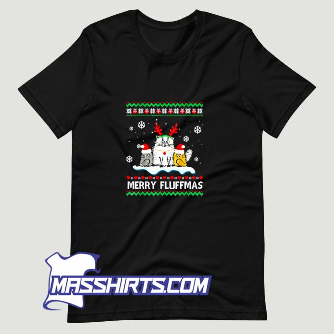 Merry Fluffmas Cats Santa Reindeer T Shirt Design