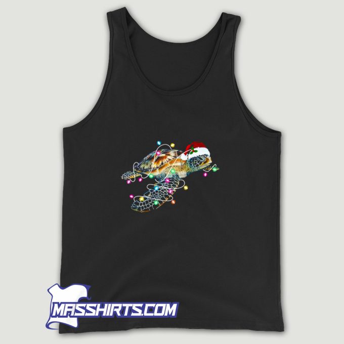 Santa Hat Sea Turtle Christmas Lights Tank Top