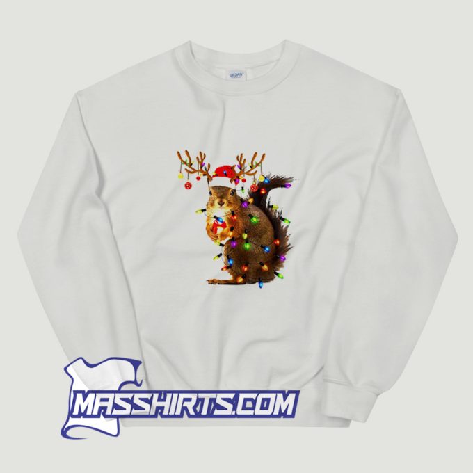 Squirrel Christmas Tree Lights Reindeer Sweatshirt