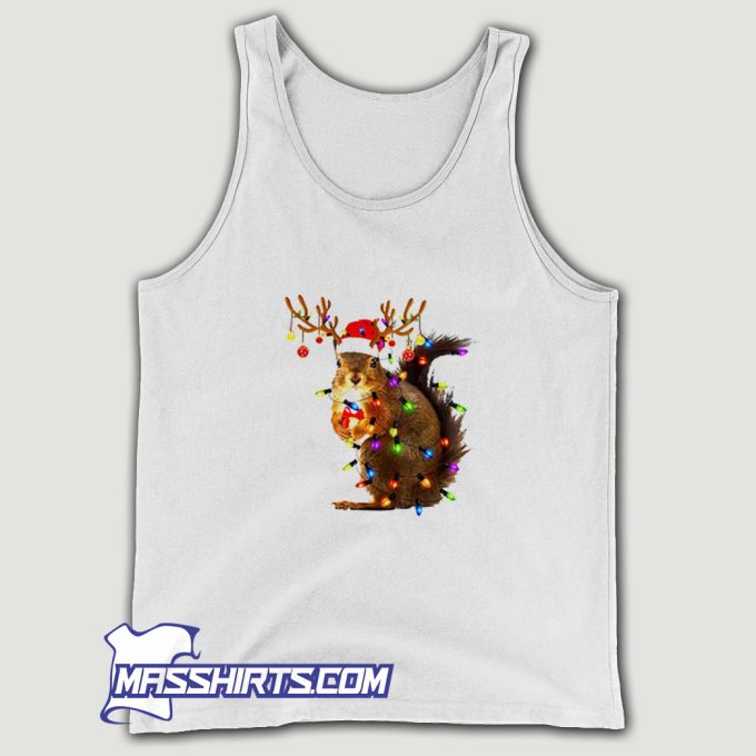 Squirrel Christmas Tree Lights Reindeer Tank Top