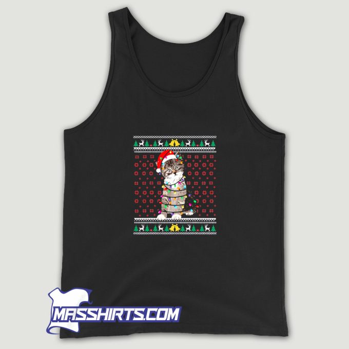 Vintage Cat Light Ugly Christmas Tank Top