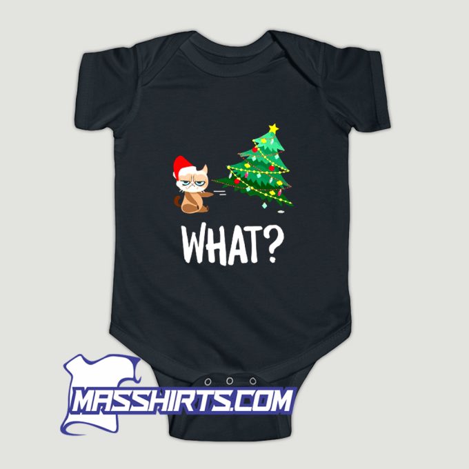 What Cat Pushing Christmas Tree Over Baby Onesie