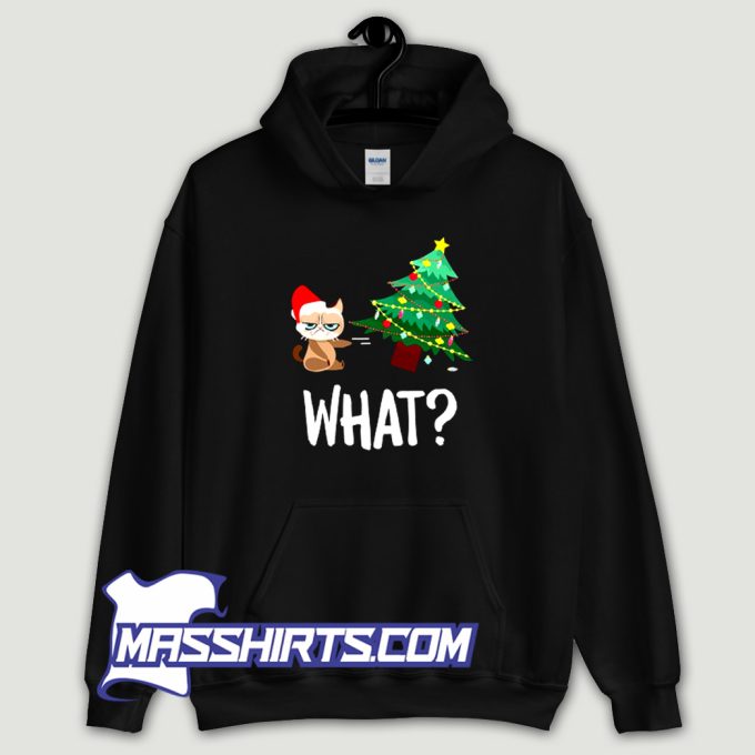 What Cat Pushing Christmas Tree Over Hoodie Streetwear