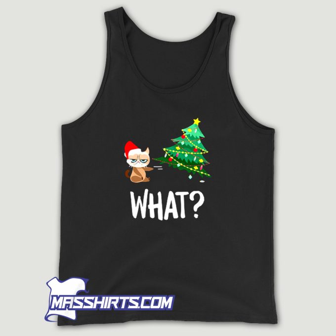 What Cat Pushing Christmas Tree Over Tank Top