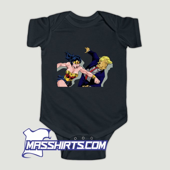 Wonder Woman Punching Donald Trump Baby Onesie