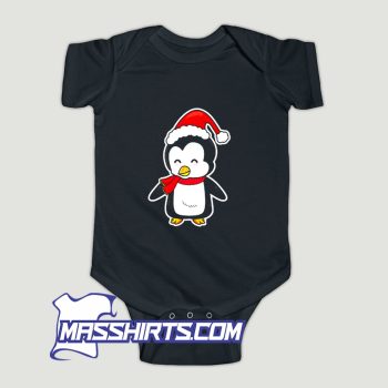 Penguin Christmas Santa Hat Baby Onesie