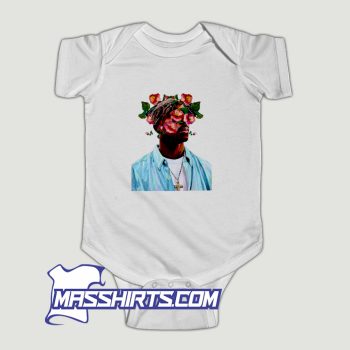 Tupac Shakur Floral Photo Baby Onesie