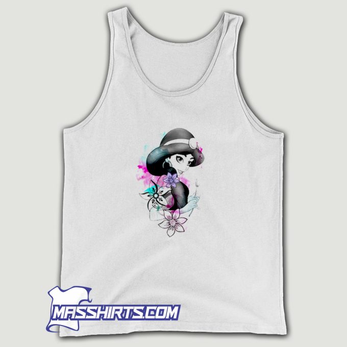 Aladdin Jasmine Floral Watercolor Tank Top