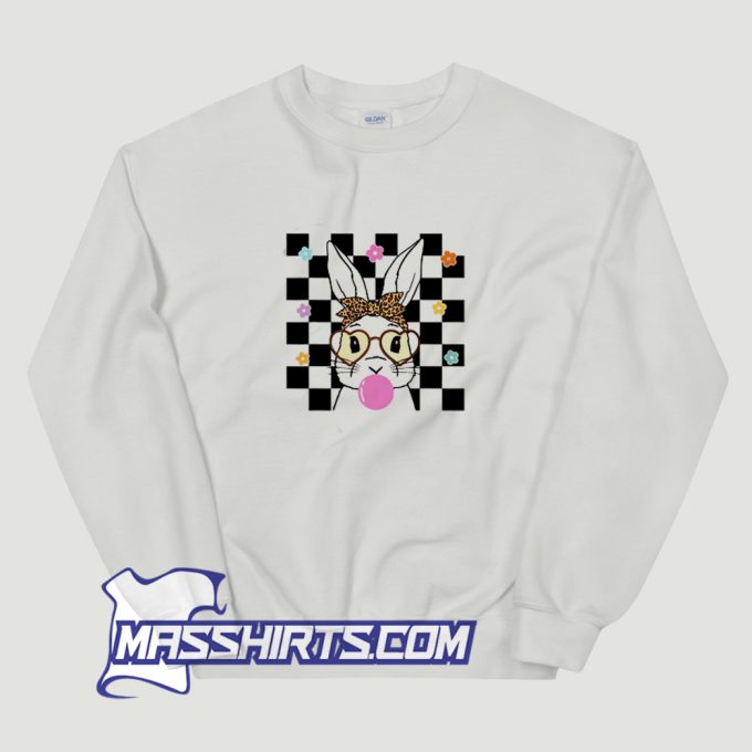 Easter Daisy Cute Bunny Leopard Sweatshirt