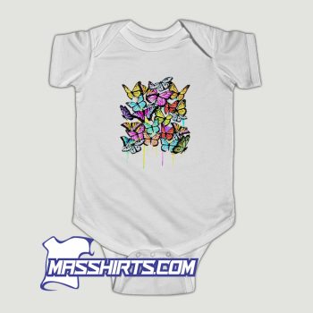 I Cute Rainbow Butterflies Baby Onesie