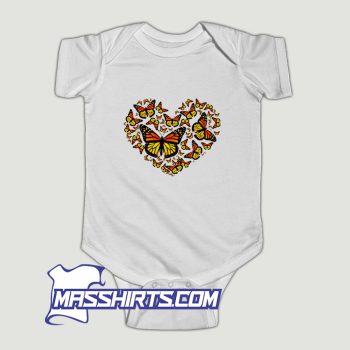 Monarch Butterfly Heart Baby Onesie