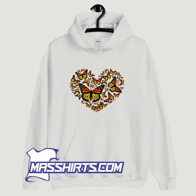 Monarch Butterfly Heart Hoodie Streetwear