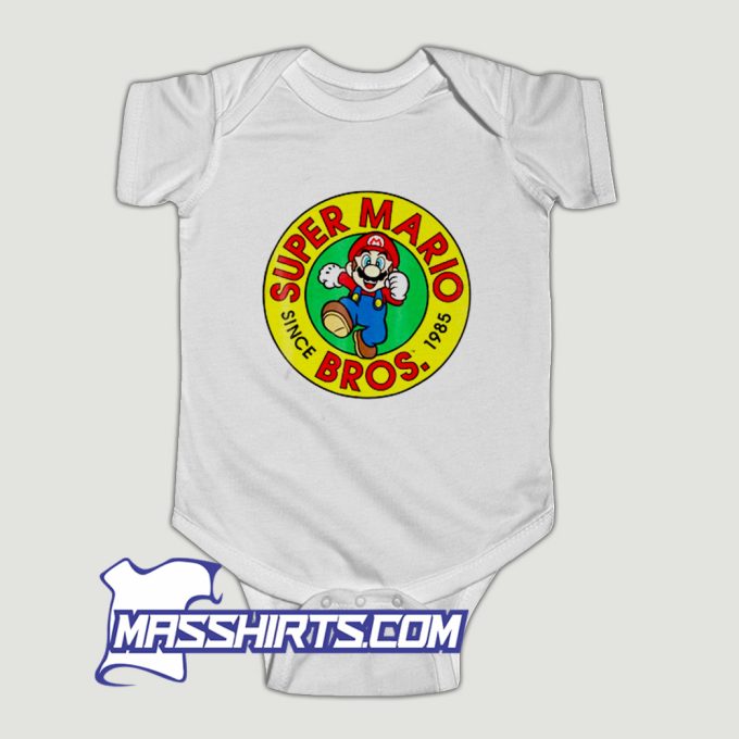 Vintage Mario Bros Since 1985 Badge Baby Onesie