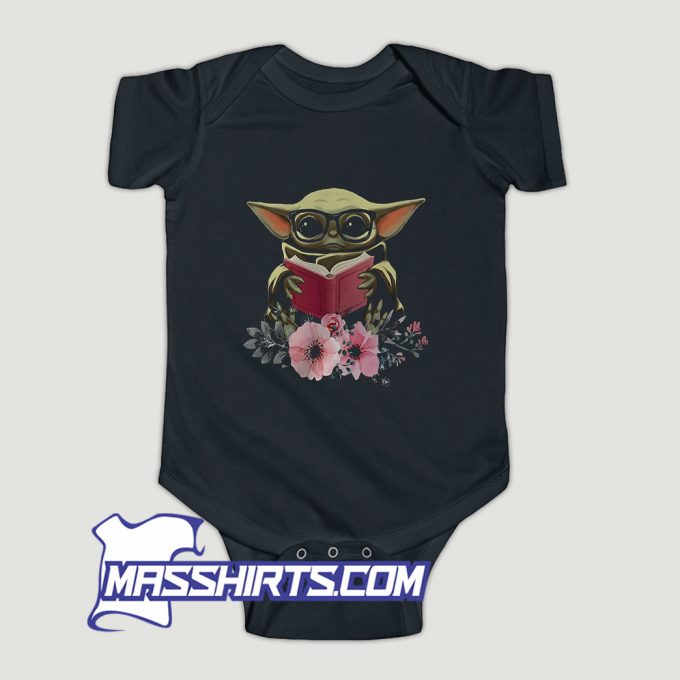 Baby Yoda Reading Book In Flower Baby Onesie