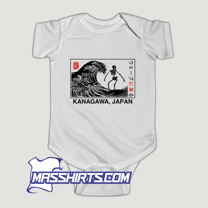 Kanagawa Wave Surfing Skeleton Baby Onesie