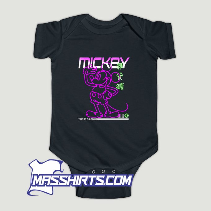 Mickey Mouse Year Of The Mouse Neon Baby Onesie